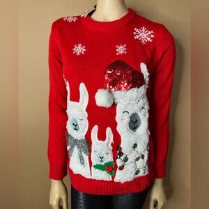 Merry Christmas by Poof! Ugly fun Christmas sweater llamas size small